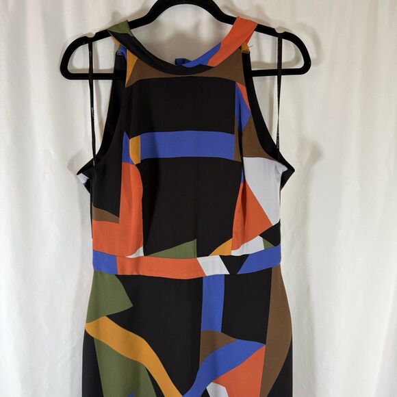 Tahari Arthur S Levine Maxi Dress Women's 8 Black Color Block High Neck Sleevlss - Picture 2 of 13